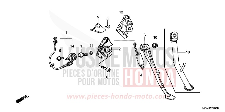 BEQUILLE von VFR800X „Crossrunner“ MAT BULLET SILVER (NH389) von 2012